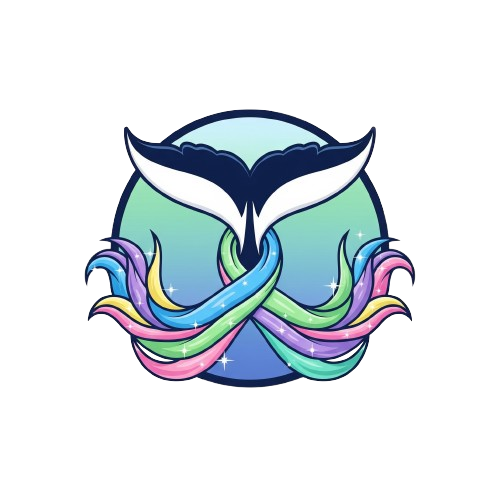 Mixed Tails Inflatables Logo - a hybrid unicorn and orca